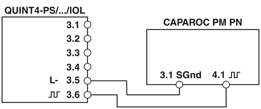 Circuit diagram, example: QUINT 4-PS with CAPAROC PM PN Circuit diagram, example: QUINT 4-PS with CAPAROC PM PN