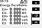 Settings: “E, Energy resettable”