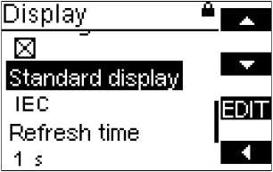 Selecting the format of the standard display (IEC or IEEE)