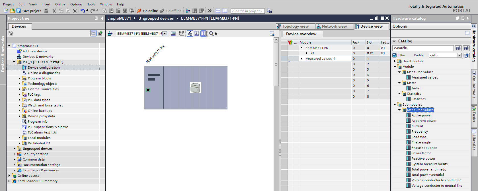 Submodules in the hardware catalog Submodules in the hardware catalog